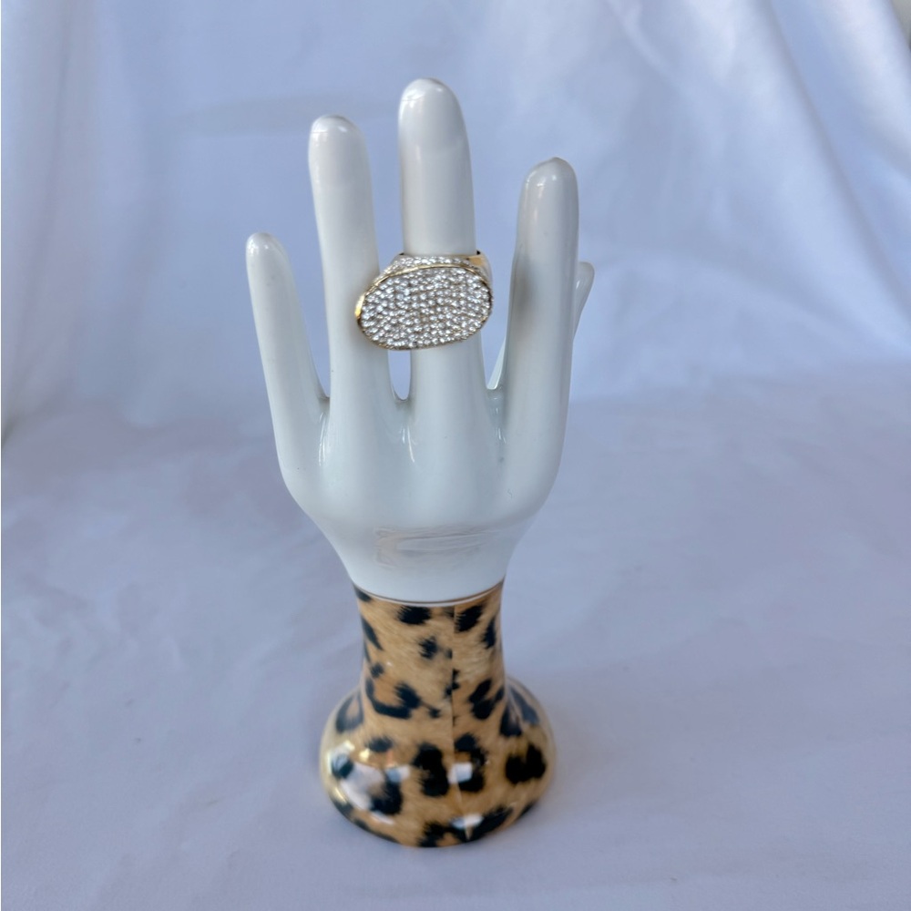 Vince Camuto Pave Rhinestone Gold Ring Size 7